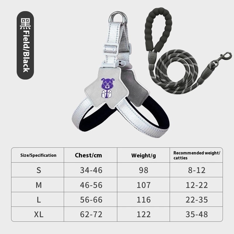 Dog Harness & Leash Set - Comfortable Vest with Hand-Held Rope