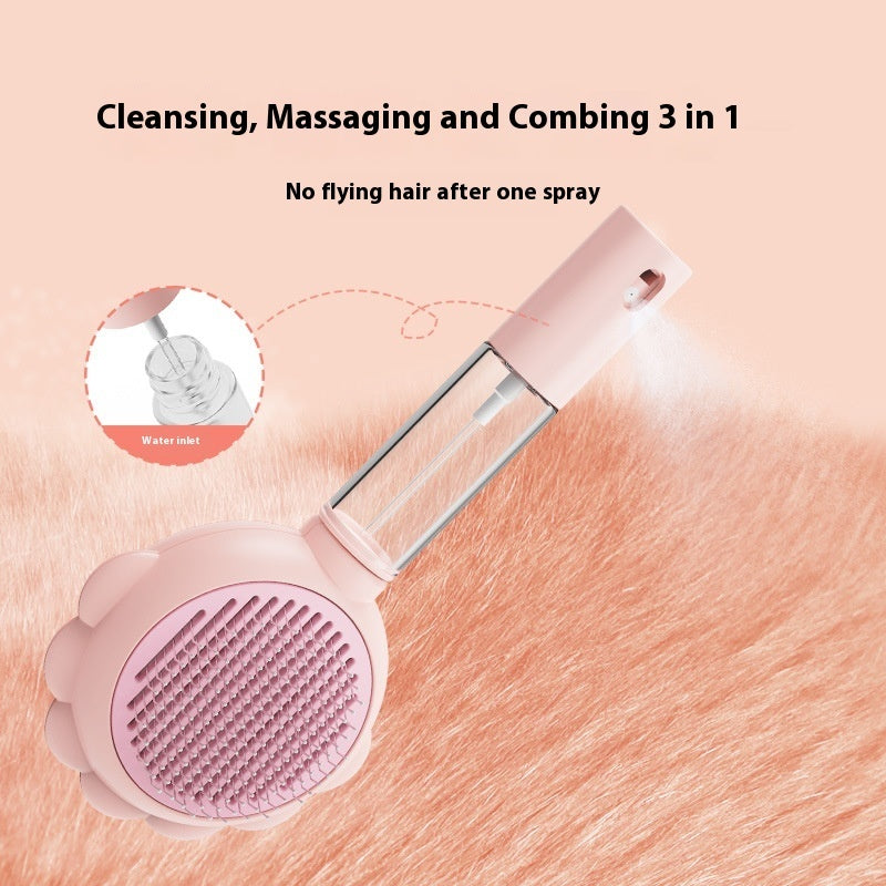 2-in-1 Self-Cleaning Dog & Cat Brush with Spray – Hair Removal & Grooming Comb