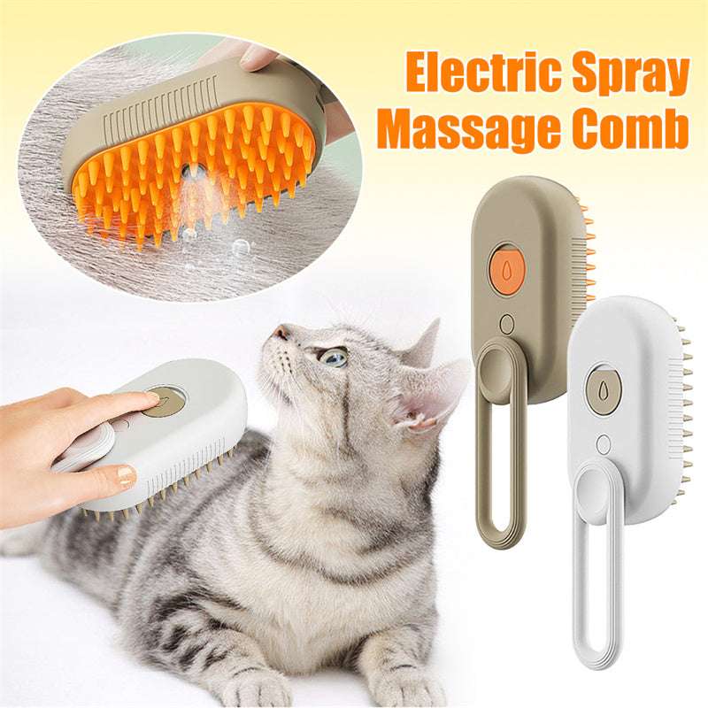 3-in-1 Cat & Dog Steam Brush - Electric Spray Grooming Comb with Massage