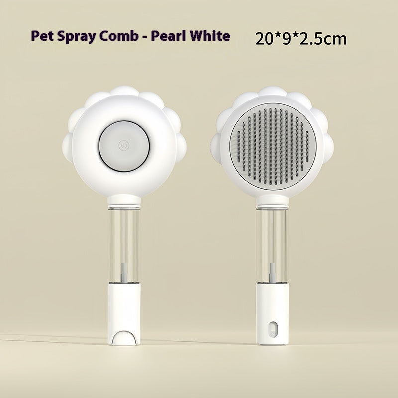 2-in-1 Self-Cleaning Dog & Cat Brush with Spray – Hair Removal & Grooming Comb