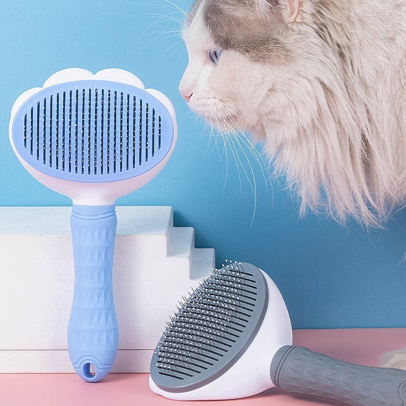 Pet Hair Removal Comb - Self-Cleaning Grooming Brush for Cats & Dogs