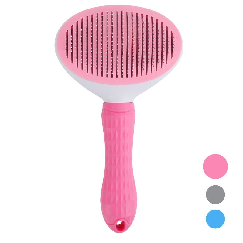 Pet Hair Removal Comb - Self-Cleaning Grooming Brush for Cats & Dogs