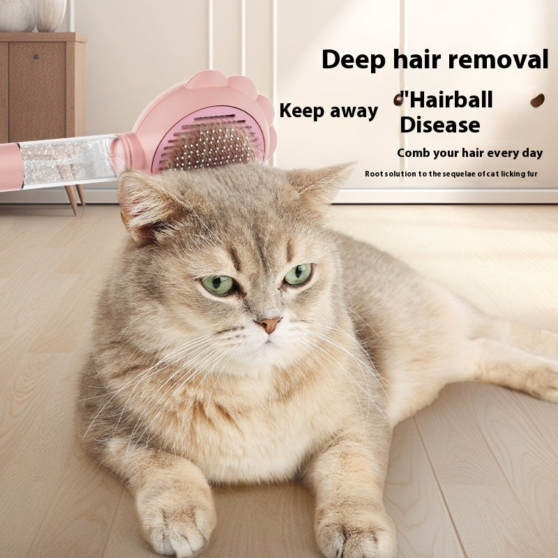 2-in-1 Self-Cleaning Dog & Cat Brush with Spray – Hair Removal & Grooming Comb